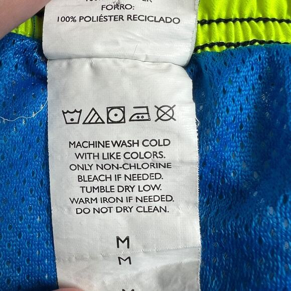 Nike Swim Trunks Neon Stripe Lined Shorts Pockets Mesh Men's Medium‎ Beach Pool - Picture 6 of 10
